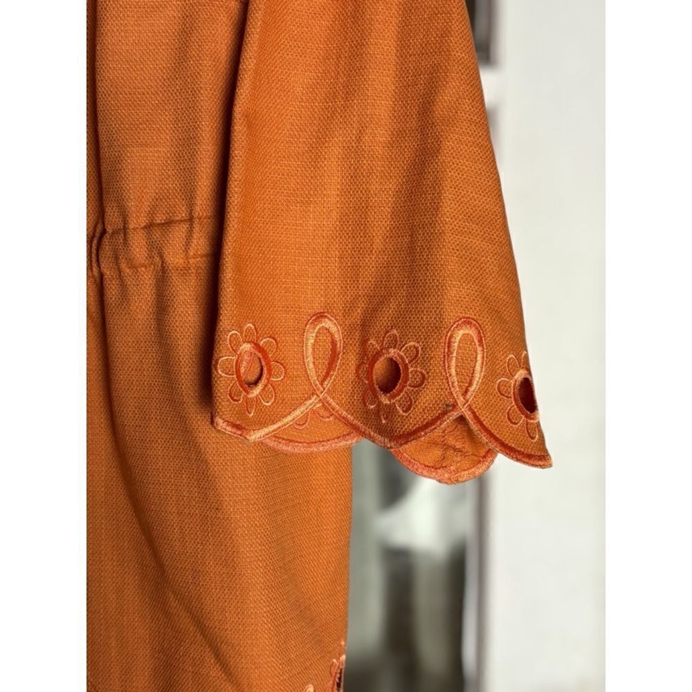 Bob Mackie Women’s Medium Orange Embroidered Front Tie Wearable Art Jacket - Picture 4 of 14